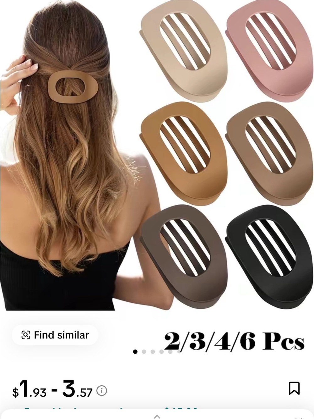 Matte Oval Hair Claw Clip - Black & Neutral Set
